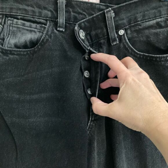 Revice Y2K Baby Joey black wash jeans womens 25 twisted crossover straight leg - Picture 3 of 8